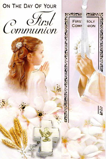 Picture of ON THE DAY OF YOUR FIRST COMMUNION CARD GIRL WITH BOOKMARK